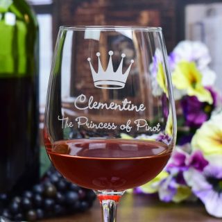 Engraved Royal Title Contour Wine Glass