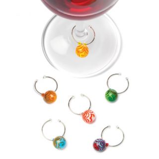 Glass Swirly Orb Wine Charms