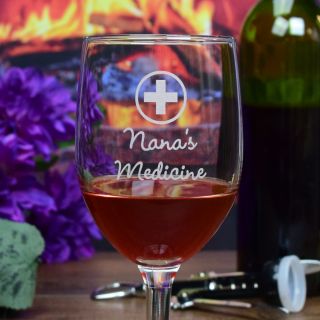 Engraved Prescription Goblet Wine Glass 