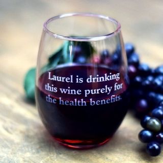 Engraved Wine Perks Stemless Wine Glass