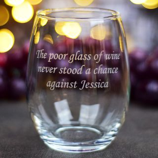 Engraved Unfortunate Stemless Wine Glass
