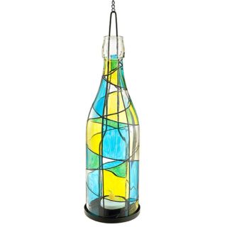 Blue Pattern Wine Bottle Lantern