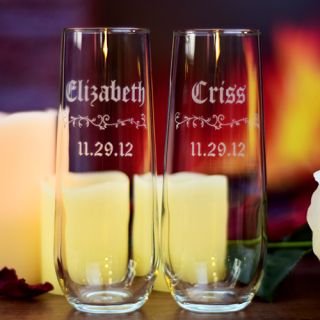 Engraved Hers and His Stemless Champagne Flutes (Set of 2)