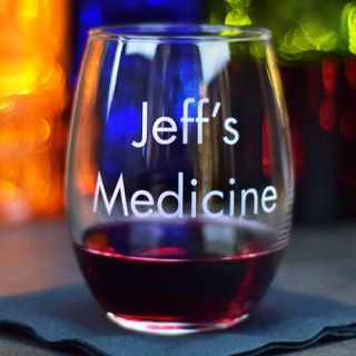 Engraved Prescription Stemless Wine Glass