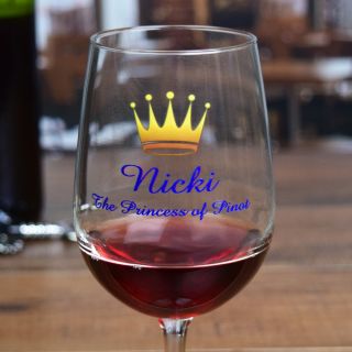 Printed Royal Title Tall Wine Glass 