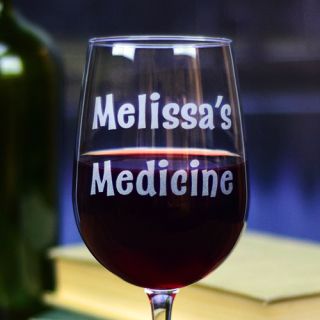 Engraved Prescription Tall Wine Glass